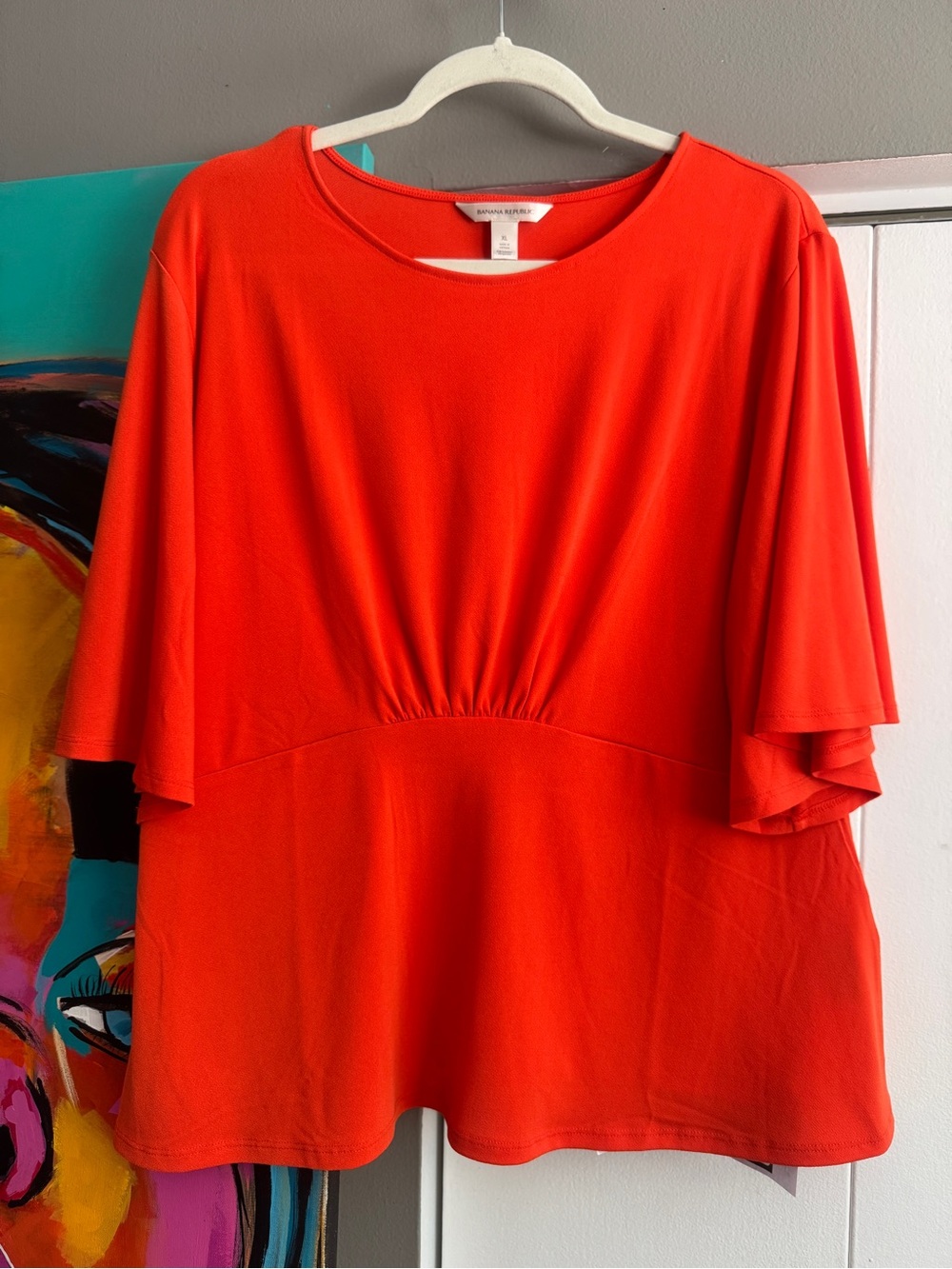 Banana Republic Burnt Orange Peplum-Style Short Sleeve Top sz XL